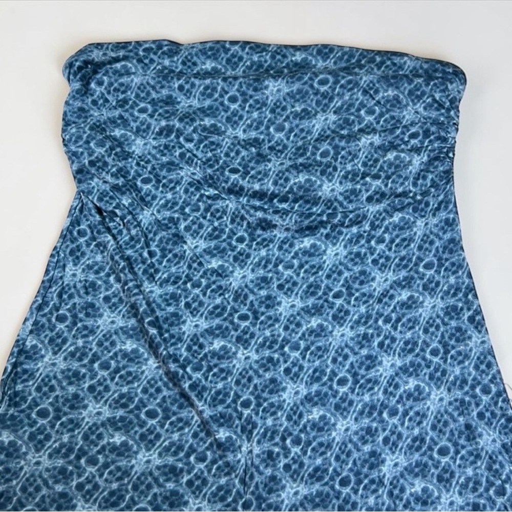 Express Blue Shibori Water Ripple Strapless Tube Top Medium M